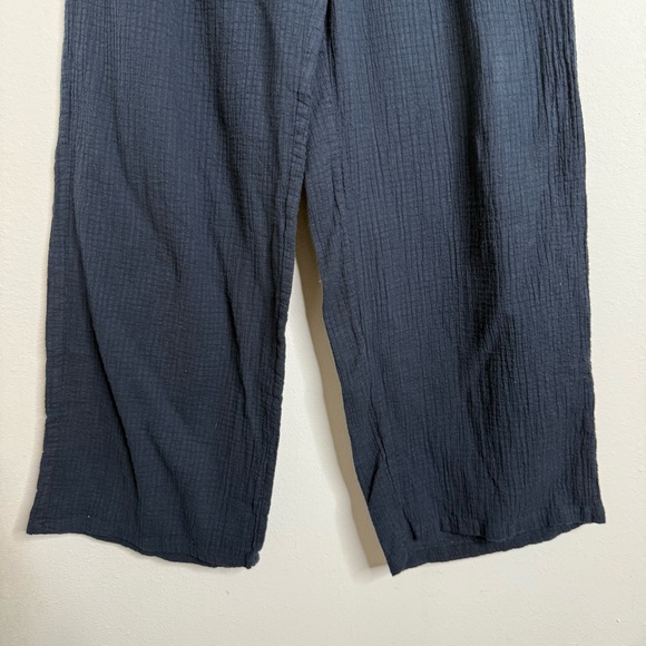J. Crew Drapey Crinkle-cotton Beach Pant Navy XS Wide Leg Minimalist Fisherman - Picture 7 of 16